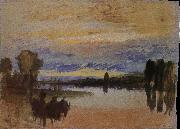 Joseph Mallord William Turner Sunset near the lake Spain oil painting artist